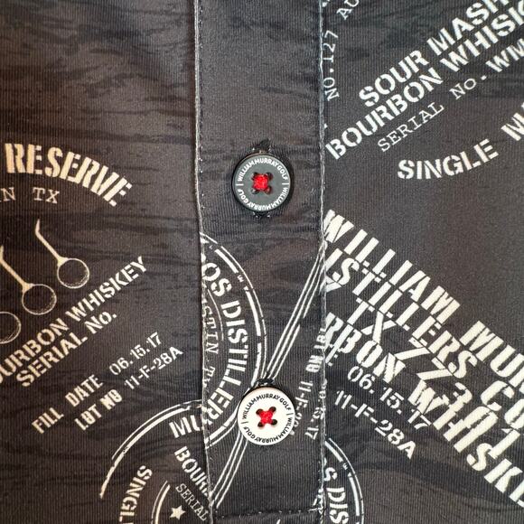 William Murray Men’s M Golf Polo Shirt Black Whiskey Print Stretch Performance - Picture 11 of 13